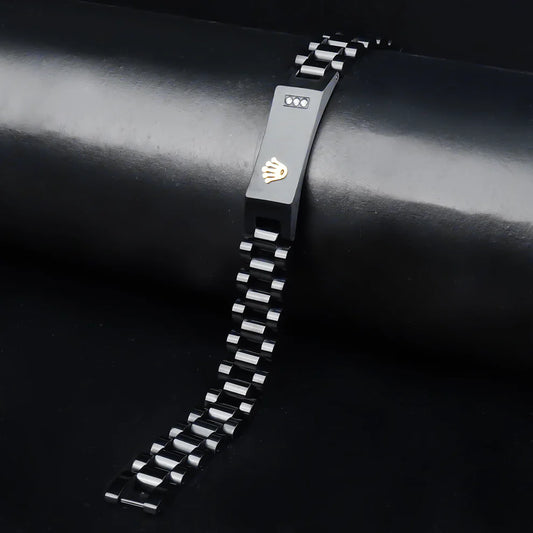 Black Rolex Crown Chain Bracelet