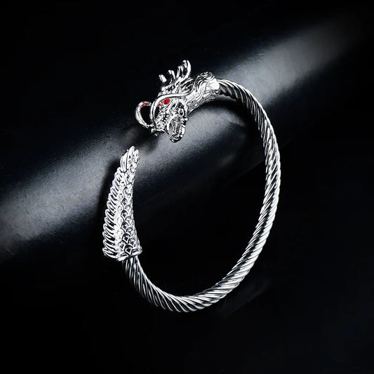 Silver Metallic Draco Cuff  Bangle