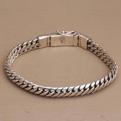 MEN'S TITANIUM STEEL STAINLESS STEEL DOUBLE ROW SQUARE CHAIN MAGNETIC BUCKLE BRACELET